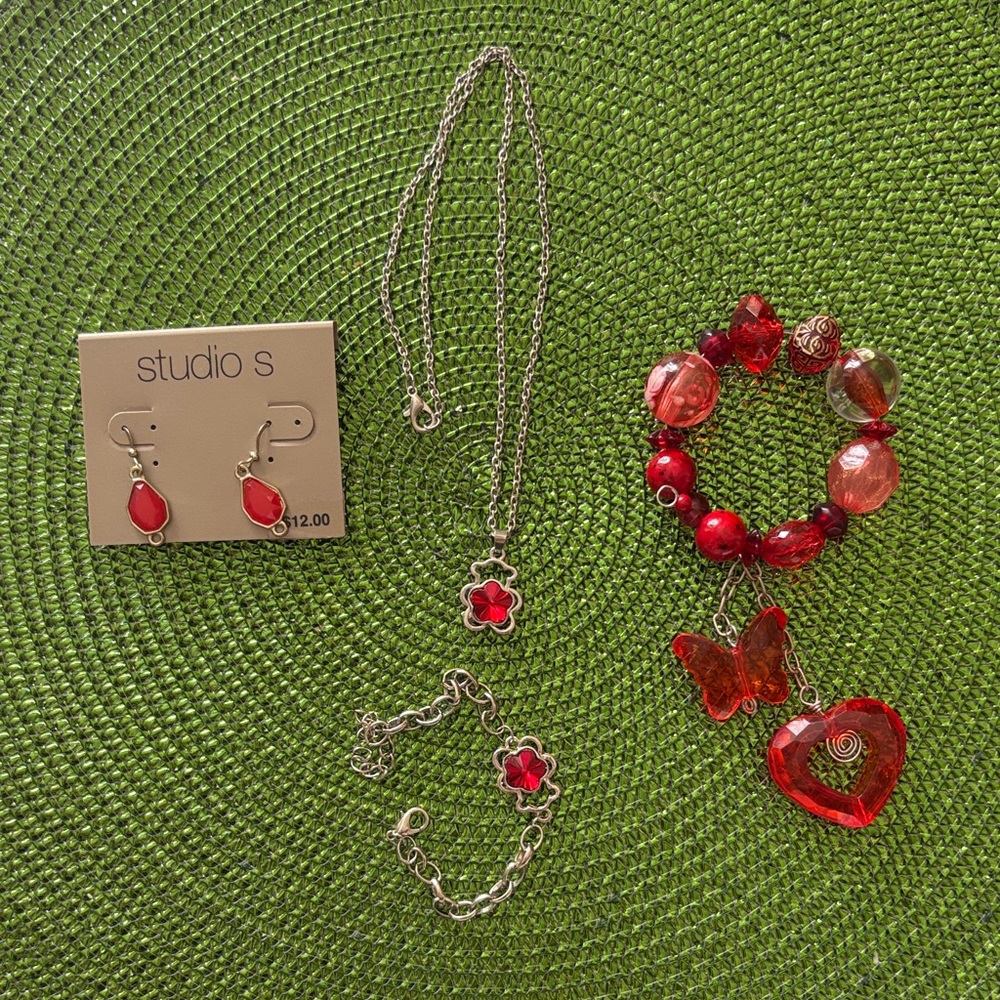 Y2k Vintage Red Jewelry Set